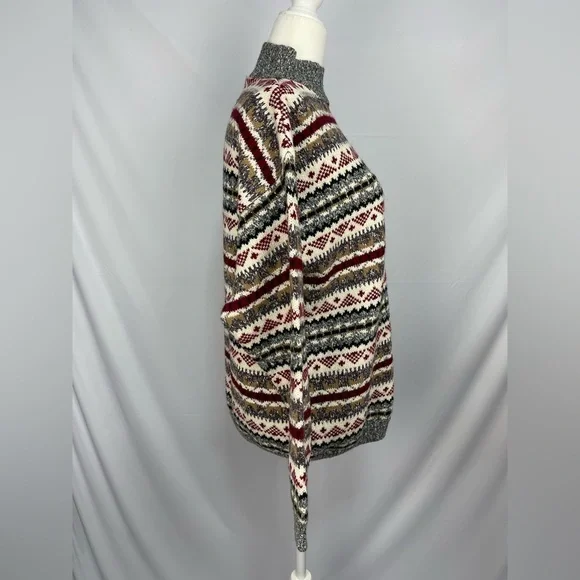 Carly Blake multi colored mock turtleneck pull over cotton sweater women’s M - Picture 5 of 15